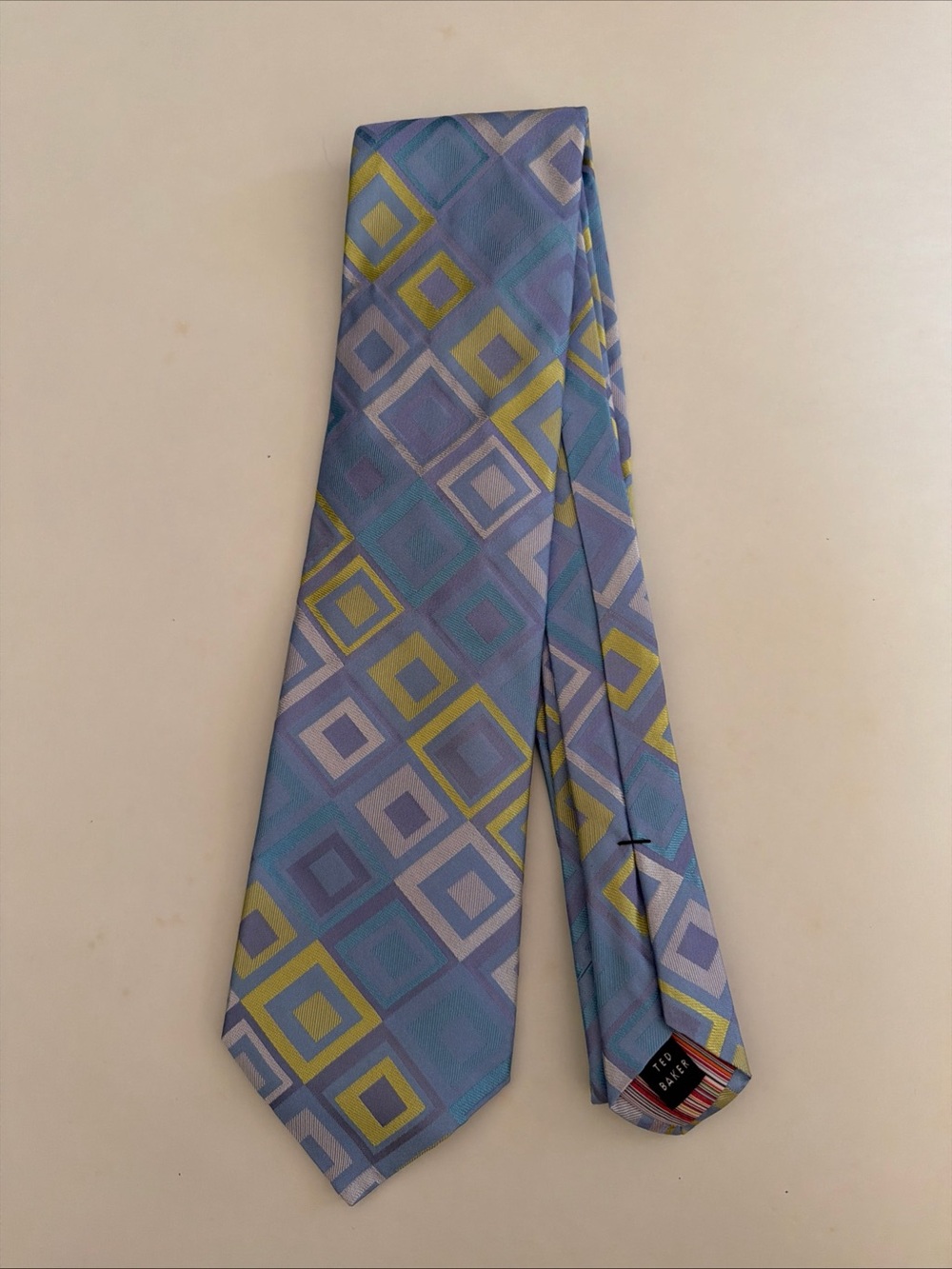Ted Baker Blue and Yellow Geometric Silk Tie